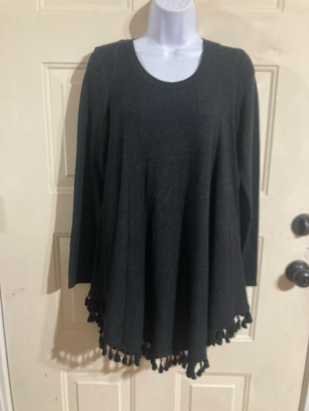 Uncle Frank Black Long Sleeve Tunic with Tassel Hem